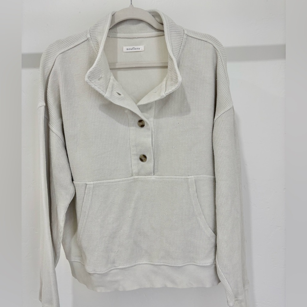 Neuflora Neutral Beige Button-Up Pullover